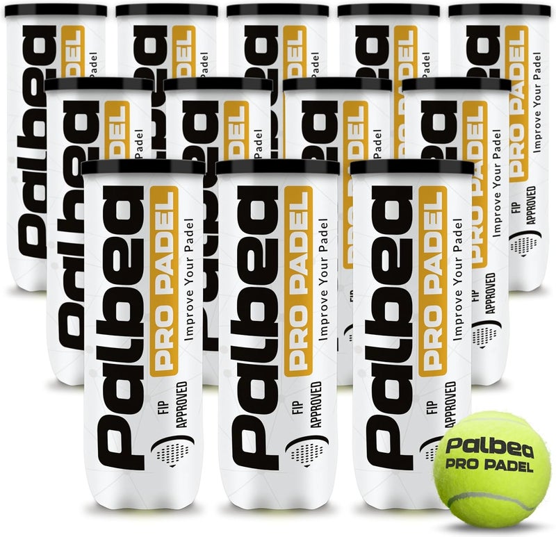 Palbea PRO Padel Balls. 6/12/24 Tubes of 3 Padel Tennis Balls FIP Approved. Paddle Balls Made of HV Felt for Training and Tournament. Suitable for Any Surface or Sites. - Image 1